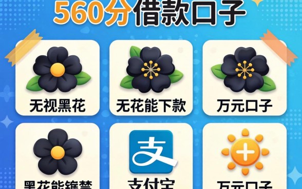 支付宝560分借款口子，陈列五个无视黑花能下款一万元口子