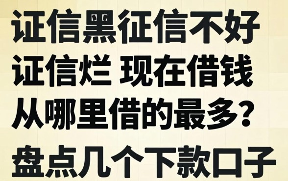 征信黑征信不好征信烂现在借钱从哪里借的最多？盘点几个下款口子