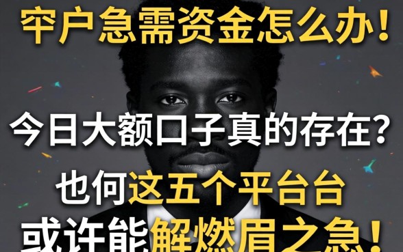 黑户急需资金怎么办?今日大额口子真的存在吗?这五个平台或许能解燃眉之急!