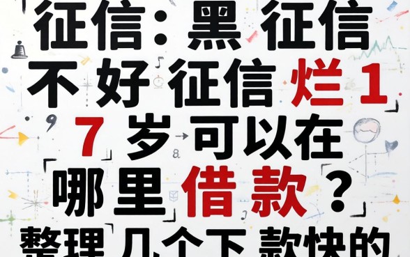 征信黑征信不好征信烂17岁可以在哪里借款？整理几个下款快的