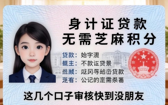 身份证贷款无需芝麻积分,这几个口子审核快到没朋友