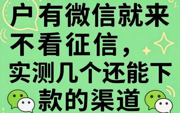 黑户有微信就来不看征信,实测几个还能下款的渠道