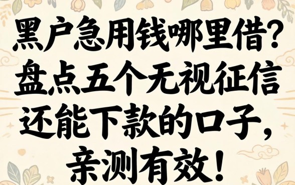 黑户急用钱哪里借?盘点五个无视征信还能下款的口子,亲测有效!