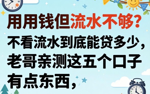 急用钱但流水不够？不看流水到底能贷多少，老哥亲测这五个口子有点东西