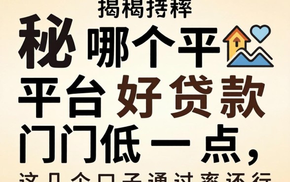 揭秘哪个平台好贷款门槛低一点，这几个口子通过率还行