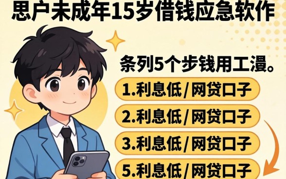 黑户未成年15岁借钱应急软件，条列5个利息低的网贷口子