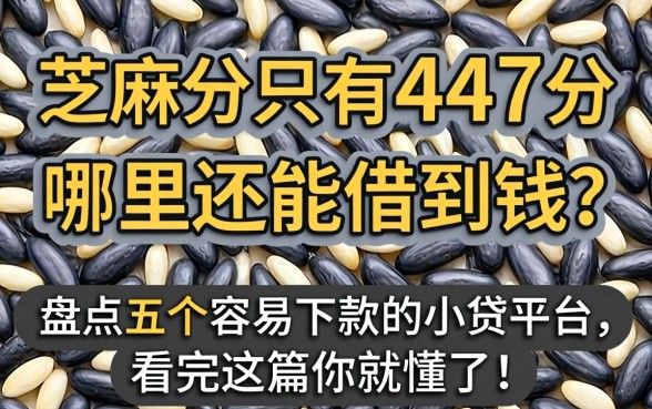 芝麻分只有447分哪里还能借到钱？盘点五个容易下款的小贷平台，看完这篇你就懂了！