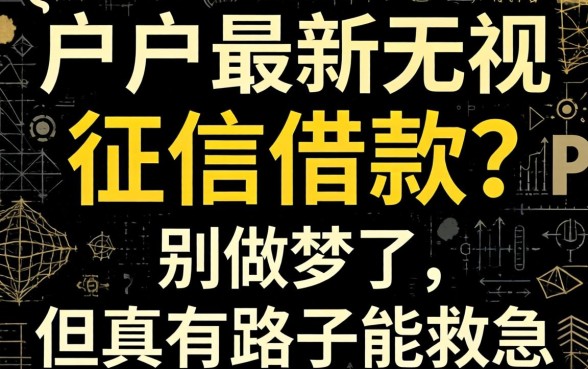 黑户最新无视征信的借款？别做梦了，但真有路子能救急