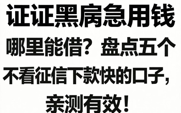 征信黑户急用钱哪里能借?盘点五个不看征信下款快的口子,亲测有效!
