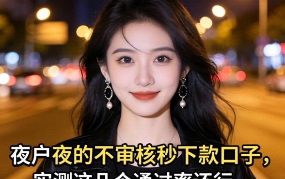 黑户夜间不审核秒下款的口子2026,实测这几个通过率还行