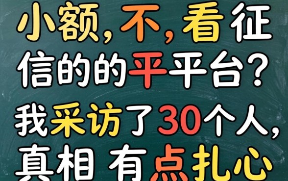 能下小额不看征信的平台？我采访了30个人，真相有点扎心