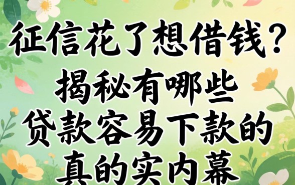 征信花了想借钱？揭秘有哪些贷款容易下款的真实内幕