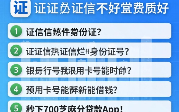 征信黑征信不好征信烂身份证号银行卡号能借钱,条列5个秒下700芝麻分贷款app