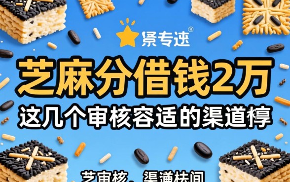 芝麻分借钱2万：这几个审核容易过的渠道分享