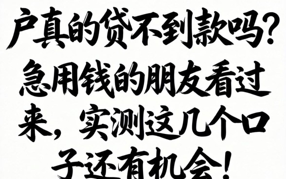 纯白户真的贷不到款吗？急用钱的朋友看过来，实测这几个口子还有机会！