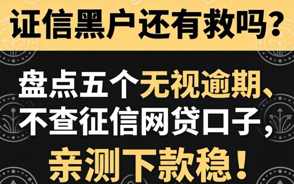征信黑户还有救吗？盘点五个无视逾期、不查征信的网贷口子，亲测下款稳！