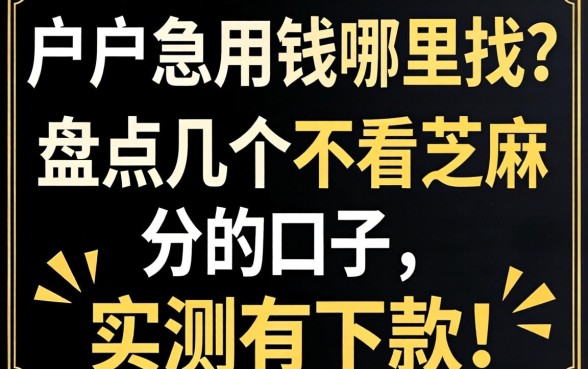 黑户急用钱哪里找？盘点几个不看芝麻分的口子，实测有下款！