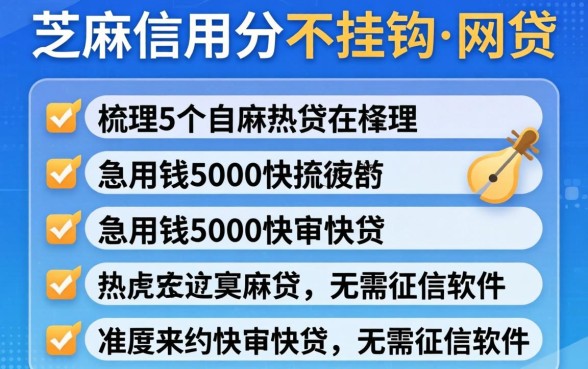 跟芝麻信用分不挂钩的网贷,梳理5个急用钱5000快审快贷无需征信软件