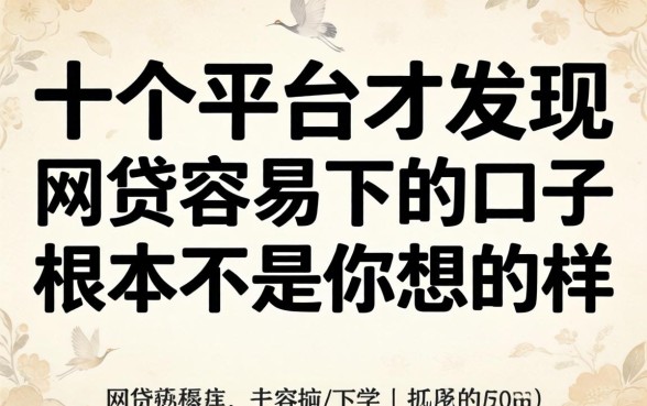 我试了十个平台才发现，2026网贷容易下的口子根本不是你想的那样