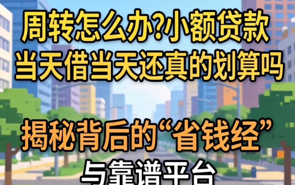 急需周转怎么办?小额贷款当天借当天还真的划算吗?揭秘背后的“省钱经”与靠谱平台