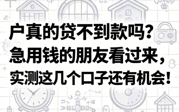 纯白户真的贷不到款吗？急用钱的朋友看过来，实测这几个口子还有机会！