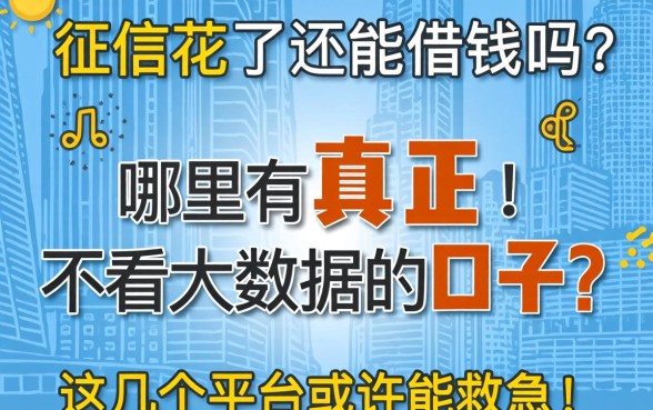 征信花了还能借钱吗？哪里有真正不看大数据的口子？这几个平台或许能救急！
