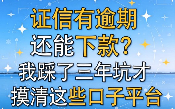 征信有逾期还能下款？我踩了三年坑才摸清这些口子平台