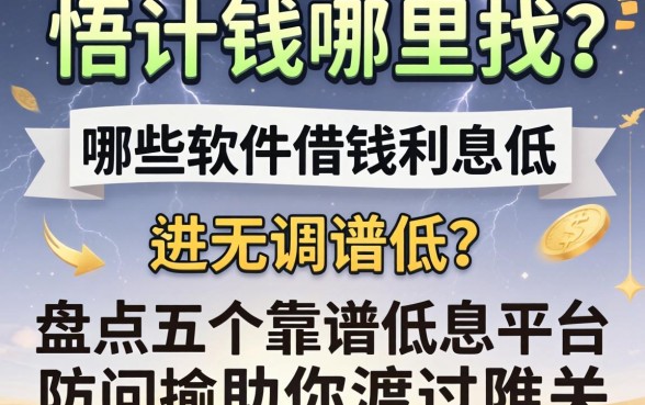 急需用钱哪里找?哪些软件借钱利息低?盘点五个靠谱低息平台助你渡过难关
