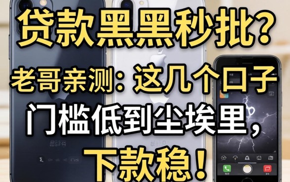 手机贷款黑户秒批？老哥亲测：这几个口子门槛低到尘埃里，下款稳！