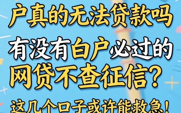 白户真的无法贷款吗？有没有白户必过的网贷不查征信？这几个口子或许能救急！