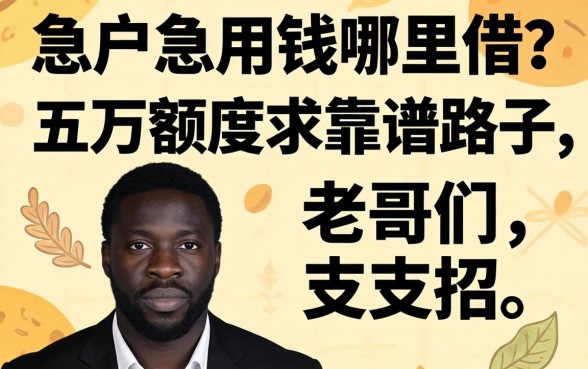 黑户急用钱哪里借？五万额度求靠谱路子，老哥们支支招！
