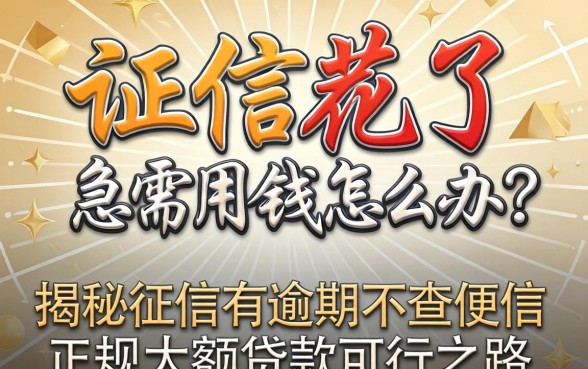 征信花了急需用钱怎么办？揭秘征信有逾期不查征信正规大额贷款的可行之路