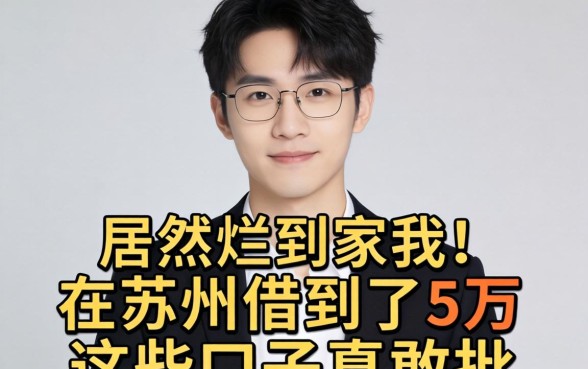 征信烂到家的我，居然在苏州借到了5万，这些口子真敢批