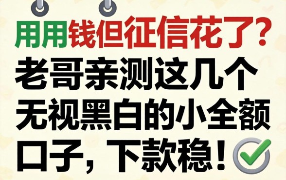 急用钱但征信花了？老哥亲测这几个无视黑白的小额口子，下款稳！