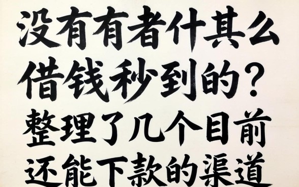 有没有什么借钱秒到的？整理了几个目前还能下款的渠道