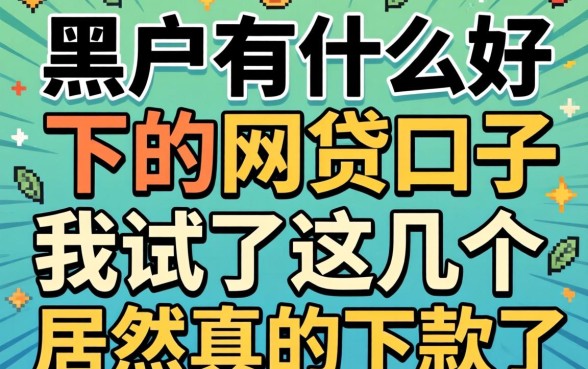 黑户有什么好下的网贷口子，我试了这几个居然真的下款了