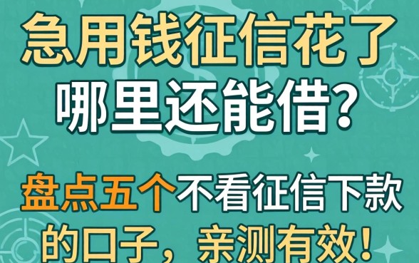 急用钱征信花了哪里还能借？盘点五个不看征信下款的口子，亲测有效！
