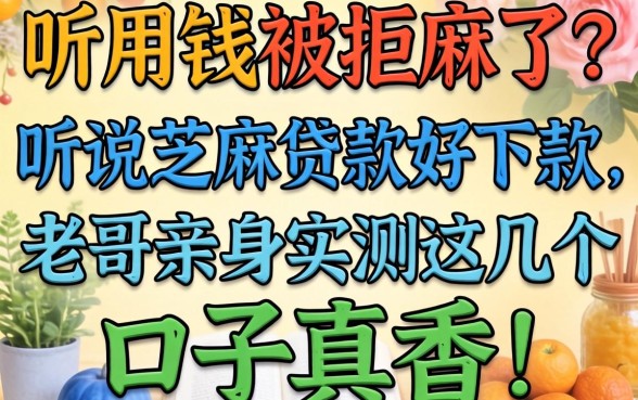 急用钱被拒麻了？听说芝麻贷款好下款，老哥亲身实测这几个口子真香！