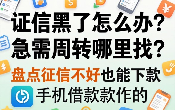 征信黑了怎么办?急需周转哪里找?盘点征信不好也能下款的手机借款软件