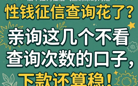 急需用钱但征信查询花了？亲测这几个不看查询次数的口子，下款还算稳！