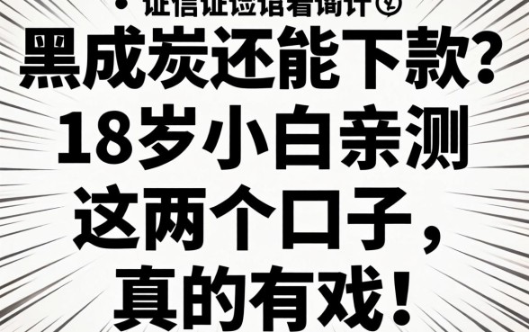 征信黑成炭还能下款？18岁小白亲测这几个口子，真的有戏！