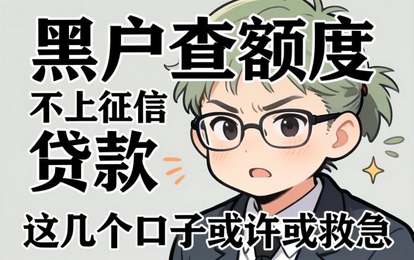 揭秘黑户查额度不上征信的贷款,这几个口子或许能救急