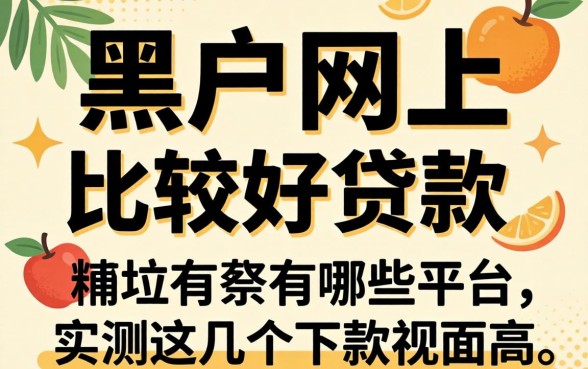 黑户网上比较好贷款的平台有哪些？实测这几个下款几率高