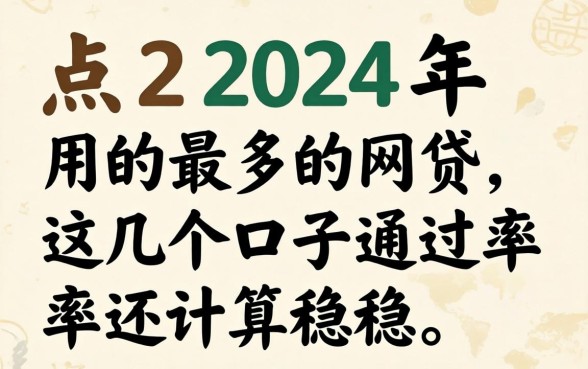 盘点2024年用的最多的网贷，这几个口子通过率还算稳定