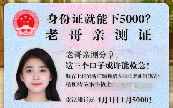 身份证就能下5000？老哥亲测分享，这几个口子或许能救急！