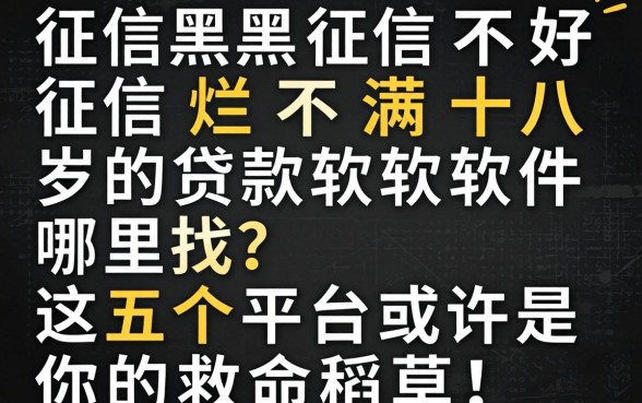 征信黑征信不好征信烂不满十八岁的贷款软件哪里找？这五个平台或许是你的救命稻草！