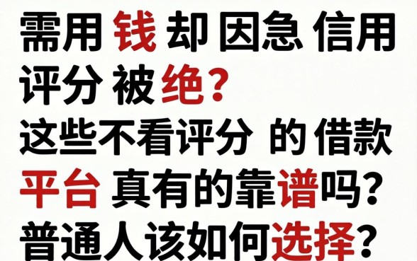 急需用钱却因信用评分被拒?这些不看评分的借款平台真的靠谱吗?普通人该如何选择?