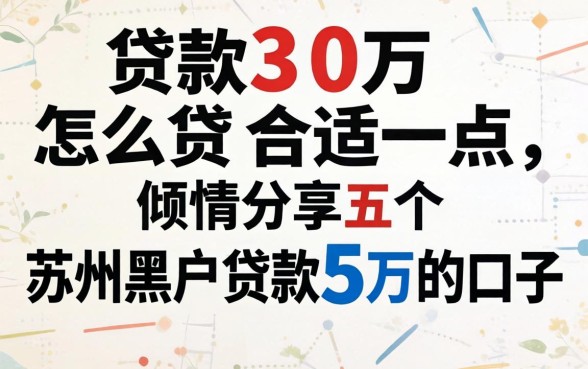 贷款30万怎么贷合适一点，倾情分享五个苏州黑户贷款5万的口子