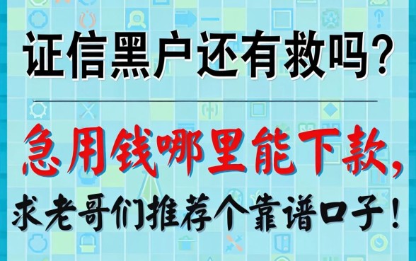 征信黑户还有救吗?急用钱哪里能下款,求老哥们推荐个靠谱口子!