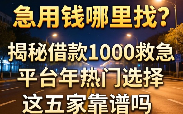 深夜急用钱哪里找？揭秘借款1000救急的平台2026年热门选择，这五家靠谱吗？